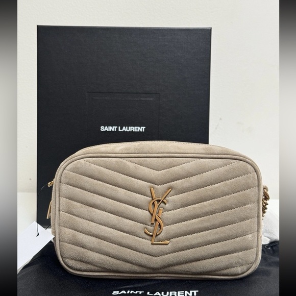 Saint Laurent Suede camera Bag Beige NEW - Picture 1 of 5